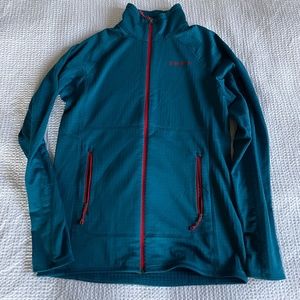 Patagonia Men's R1® Fleece Full-Zip medium Jacket - Blue w/ Paintbrush Red
